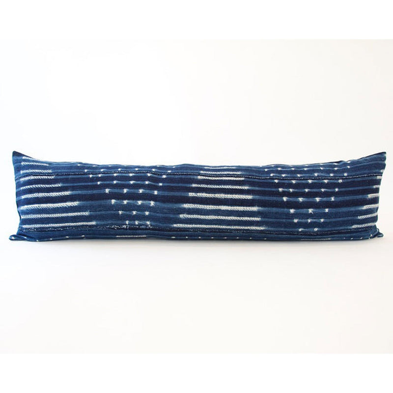 Indigo African Mud Cloth Extra Long Lumbar Pillow - 14x50 #19 pillow