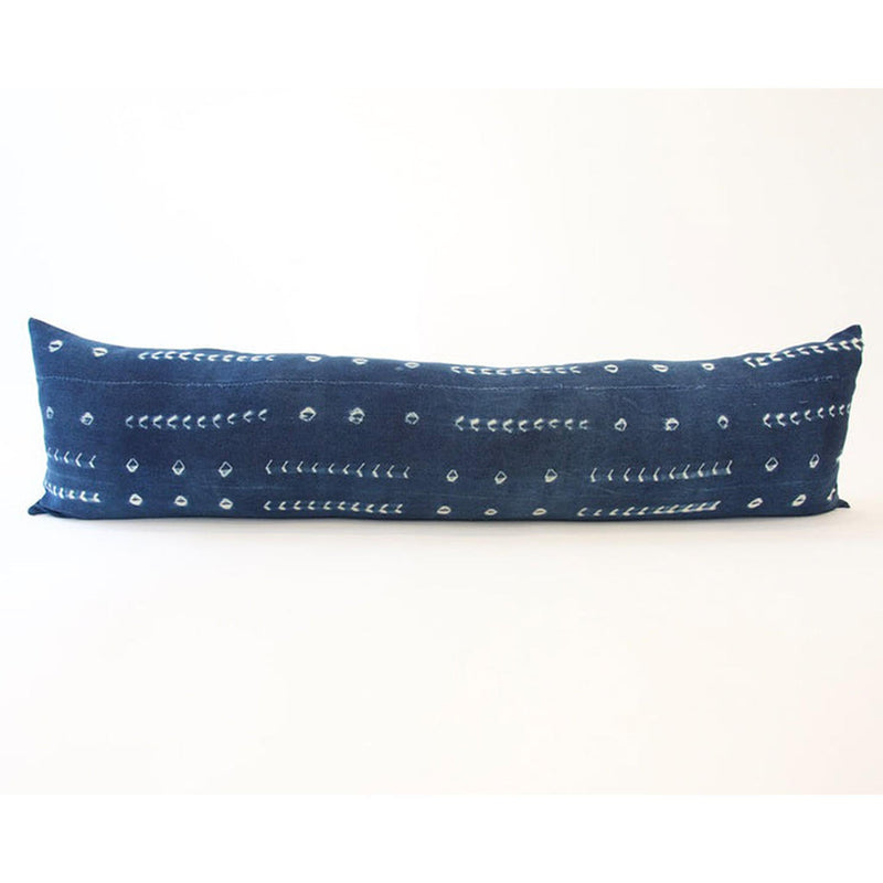 Indigo African Mud Cloth Extra Long Lumbar Pillow - 14x50 #21 pillow