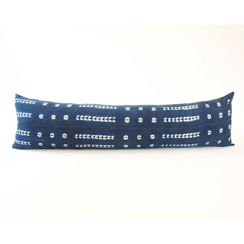 Indigo African Mud Cloth Extra Long Lumbar Pillow - 14x50 #23 pillow