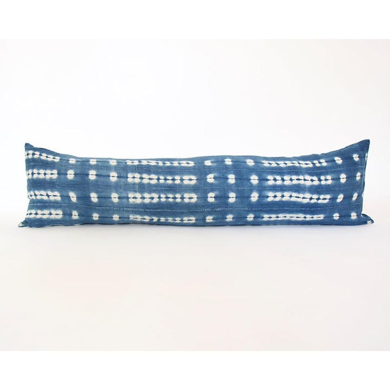 Indigo African Mud Cloth Extra Long Lumbar Pillow - 14x50 #24 pillow