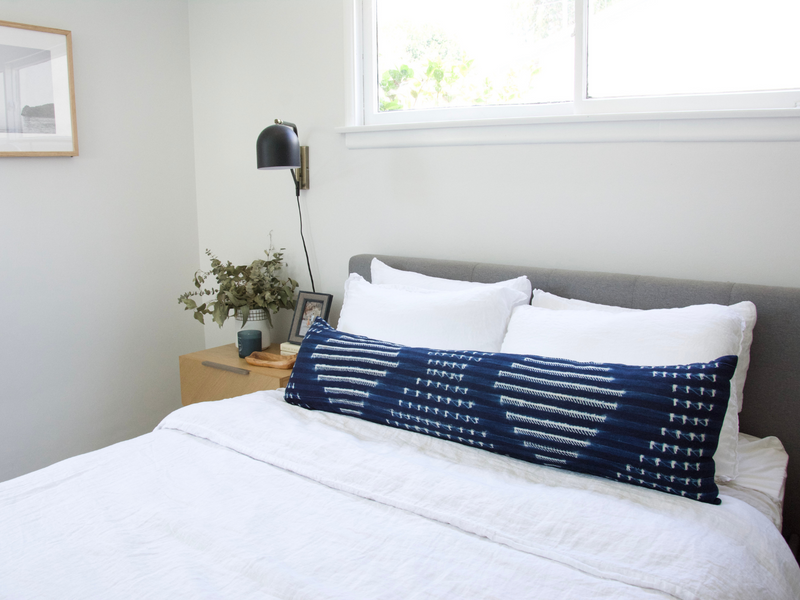 Indigo African Mud Cloth Extra Long Lumbar Pillow - 14x50 #30