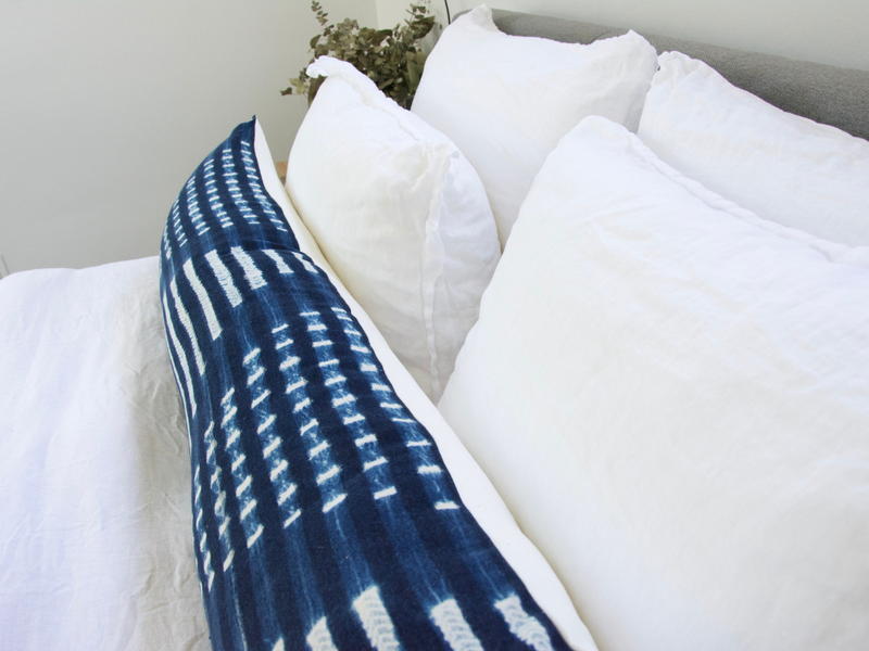 Indigo African Mud Cloth Extra Long Lumbar Pillow - 14x50 #31