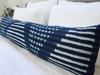 Indigo African Mud Cloth Extra Long Lumbar Pillow - 14x50 #31