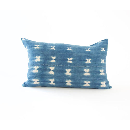 Indigo African Mud Cloth Lumbar Pillow - 14x22 #15 pillow
