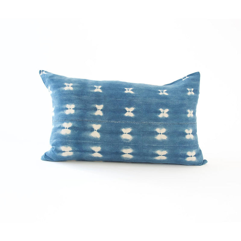Indigo African Mud Cloth Lumbar Pillow - 14x22 #15 pillow