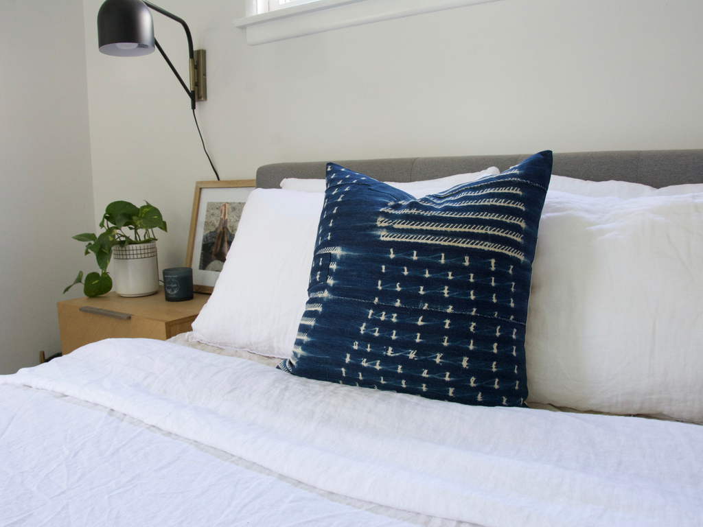 Indigo African Mud Cloth Pillow Case - 20x20 #15