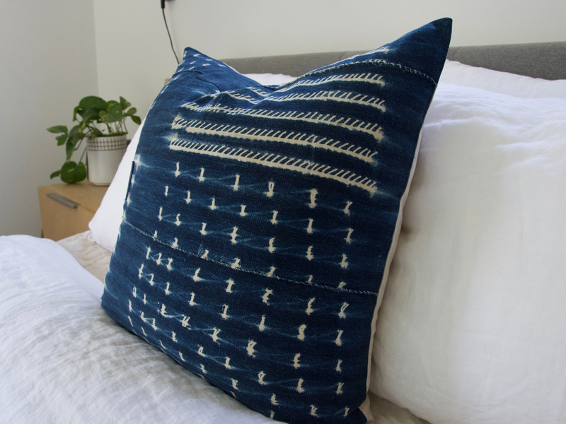 Indigo African Mud Cloth Pillow Case - 20x20 #15