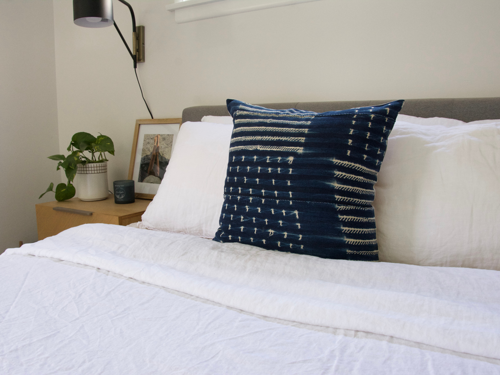Indigo African Mud Cloth Pillow Case - 20x20 #16