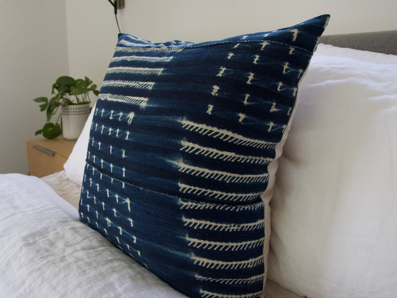 Indigo African Mud Cloth Pillow Case - 20x20 #16