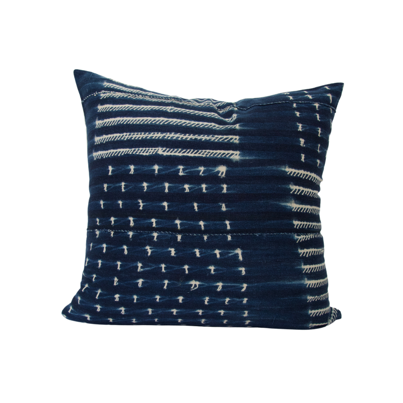Indigo African Mud Cloth Pillow Case - 20x20 #16 pillow
