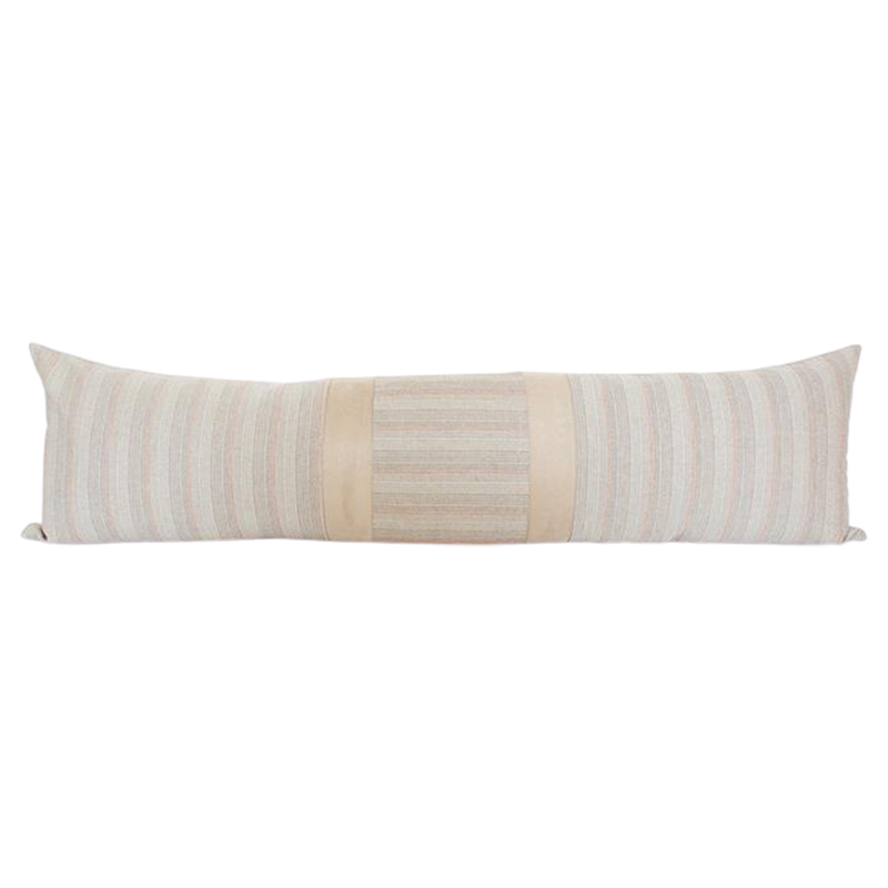 Mixed: Just Peachy Striped / Suede Extra Long Lumbar Pillow - 14x50 pillow