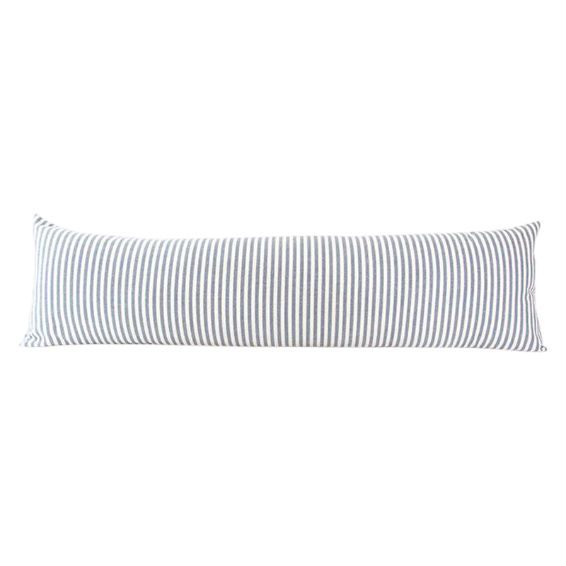 Large Blue & White Striped Extra Long Lumbar Pillow Case -  14x50 pillow