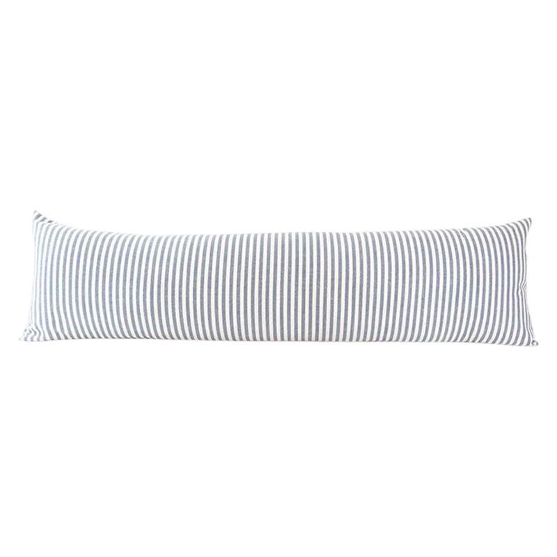 Large Blue & White Striped Extra Long Lumbar Pillow Case - 14x50