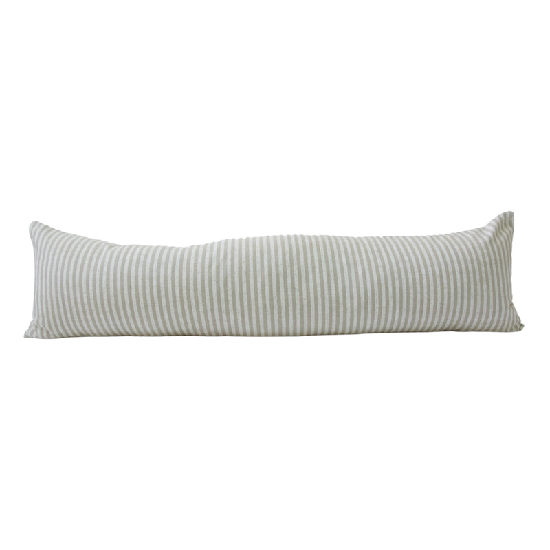 Large Taupe & White Striped Extra Long Lumbar Pillow Case - 14x50 pillow