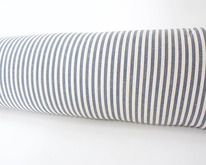Large Blue & White Striped Extra Long Lumbar Pillow Case -  14x50