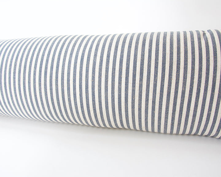 Large Blue & White Striped Extra Long Lumbar Pillow Case - 14x50
