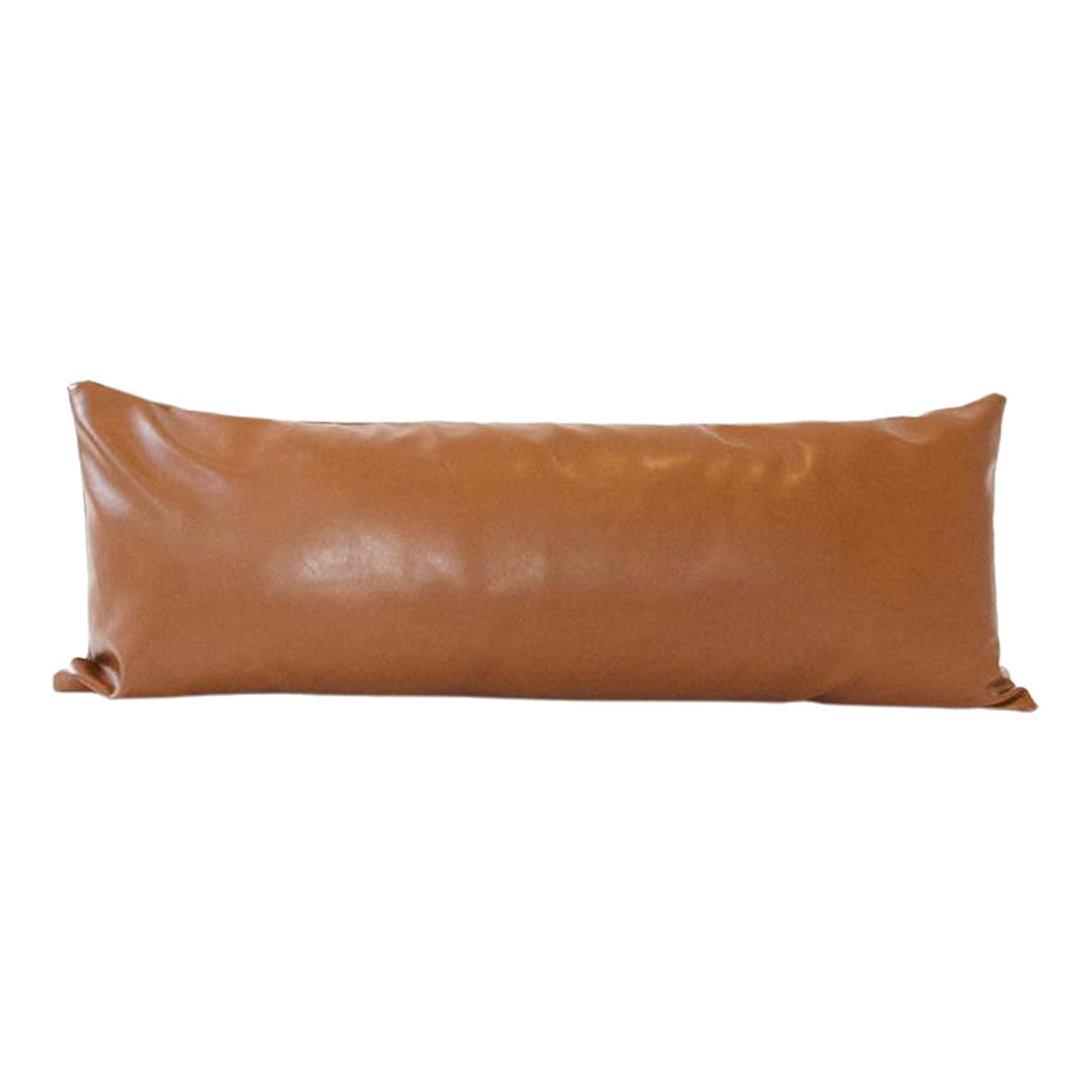 Light Brown Faux Leather Lumbar Pillow Covers - Soft And