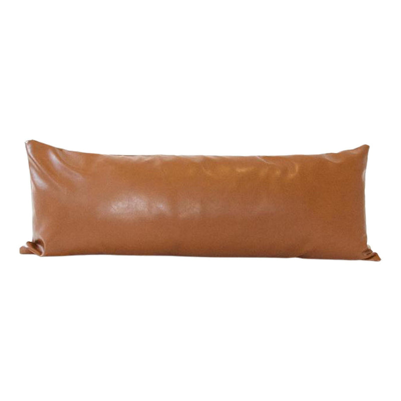 Light Brown Faux Leather Extra Long Lumbar Pillow - 14x36 pillow
