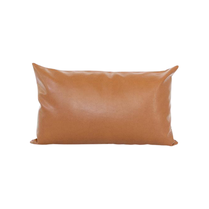 Light Brown Faux Leather Lumbar Pillow - 14x22 pillow