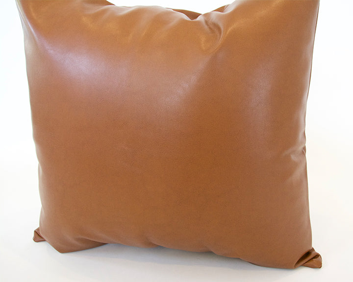 Light Brown Faux Leather Pillow Case - 22x22