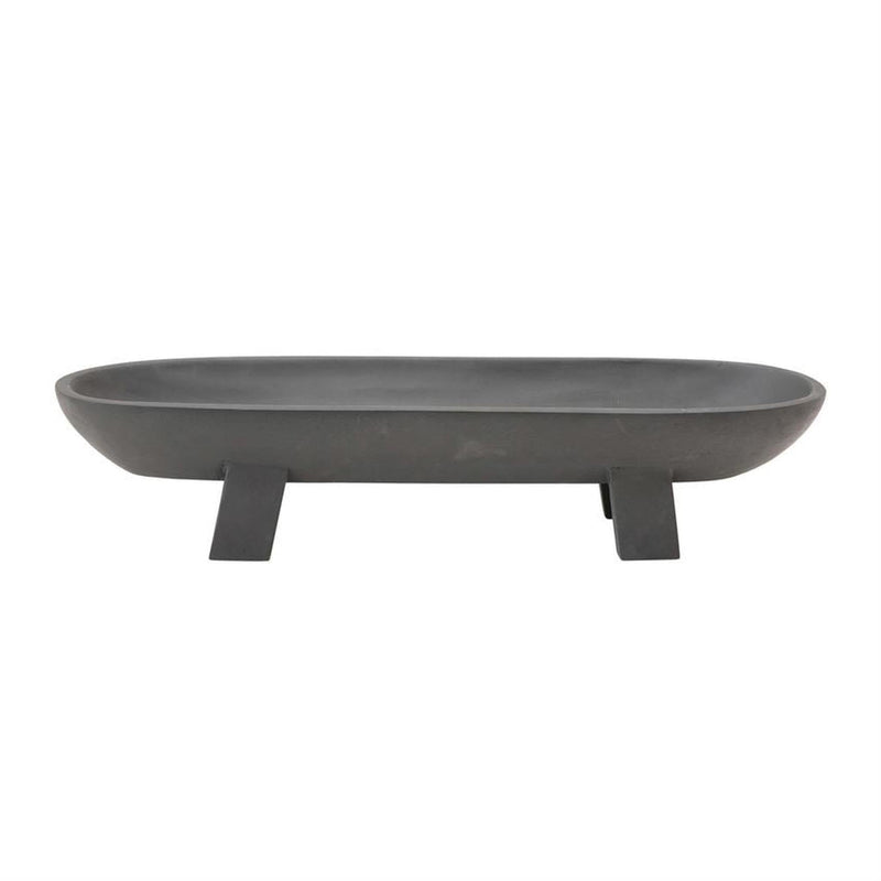 Mango Wood Footed Tray, Black pillow