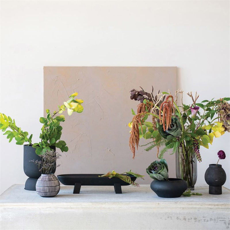 Mango Wood Footed Tray, Black