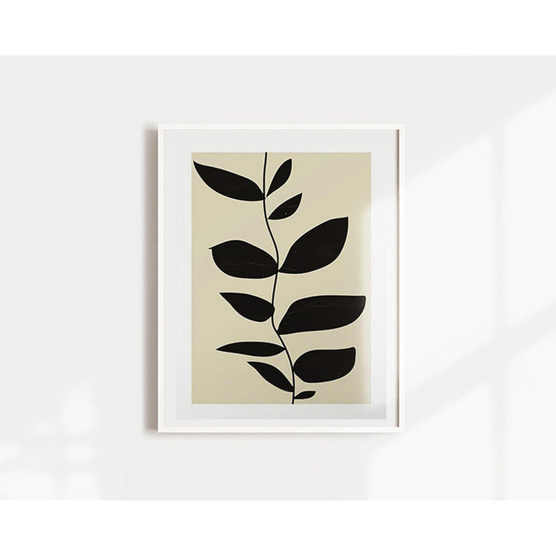 Minimal Black Plant Art Print pillow
