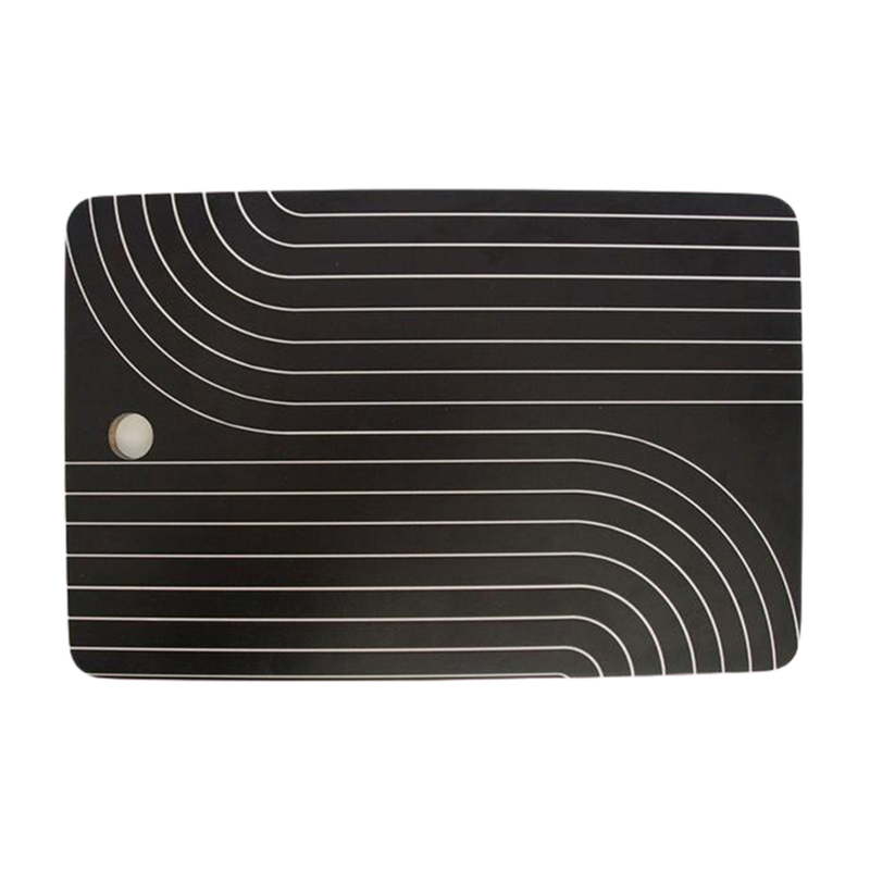 Minimal Line Curvature - Black and White Cutting Board (FINAL SALE) pillow