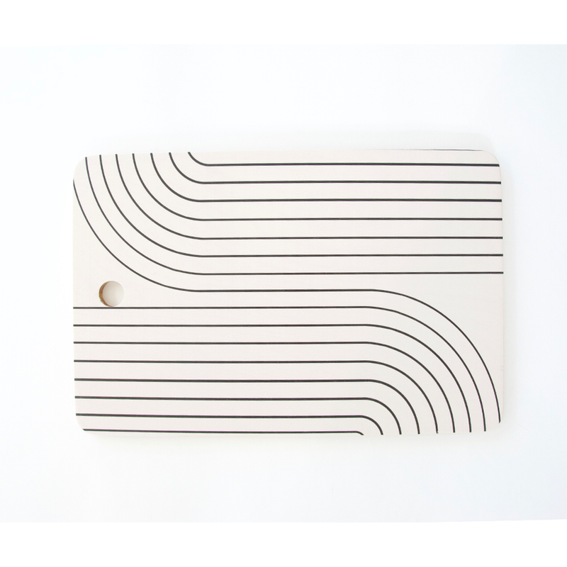 Minimal Line Curvature - White Cutting Board pillow