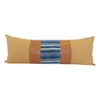Mix & Match: Tan & Indigo Stripe / Faux Leather Extra Long Lumbar Pillow - 14x36 pillow