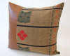 Mix & Match: Brown Naga Tribal Cloth / Faux Leather Pillow - #2 - 20x20