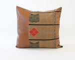Mix & Match: Brown Naga Tribal Cloth / Faux Leather Pillow - #2 - 20x20