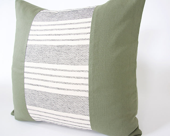 Mix & Match: Off White Striped / Army Green Pillow Case - 20x20 #2 (FINAL SALE)