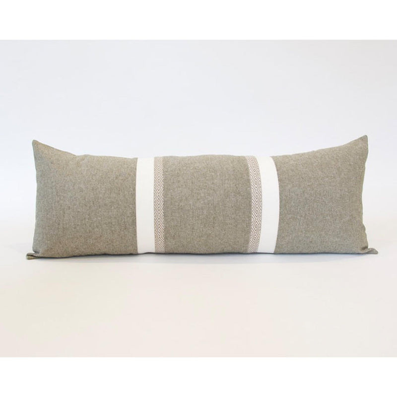 Mix & Match: Olive Green & White Southwest Stripe Extra Long Lumbar Pillow - 14x36 pillow
