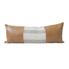 Mix & Match: White Stripe / Brown Faux Leather Extra Long Lumbar Pillow Case - 14x36 pillow
