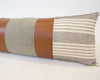 Mix & Match: White Stripe & Olive Green  / Faux Leather Extra Long Lumbar Pillow - 14x36