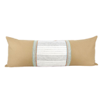 Mixed: Tan, White Stripe & Hmong Extra Long Lumbar Pillow - 14x36 pillow