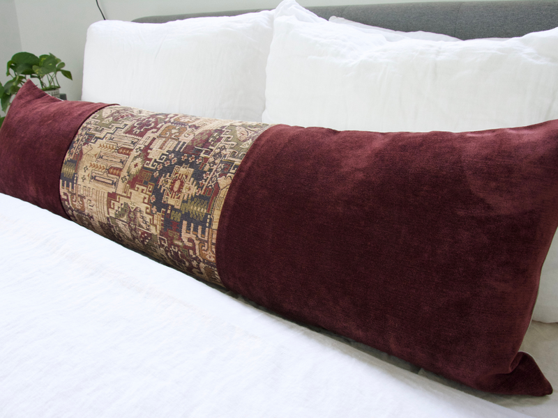 Mixed: Ayla & Velvet Burgundy Extra Long Lumbar Pillow Case - 14x50