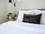 Mixed: Black Mud Cloth + Faux Leather Lumbar Pillow Case - 14x22