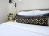 Mixed: Black & White Mud Cloth + Faux Leather Extra Long Lumbar Pillow Case - 14x36