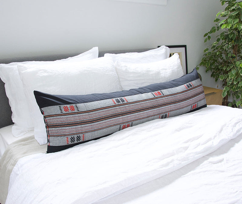 Mixed: Naga Tribal Extra Long Lumbar Pillow Case - Black, Red, Grey - 14x50