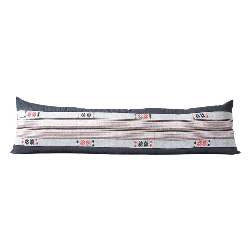 Mixed: Naga Tribal Extra Long Lumbar Pillow Case - Black, Red, Grey - 14x50 pillow