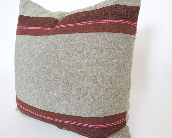 Mixed: Olive Green / Burgundy Hmong Pillow - 20x20