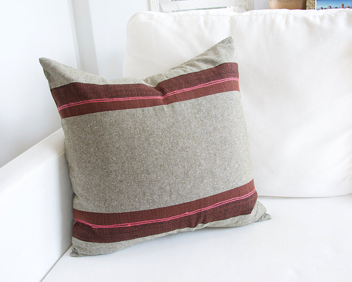 Mixed: Olive Green / Burgundy Hmong Pillow - 20x20