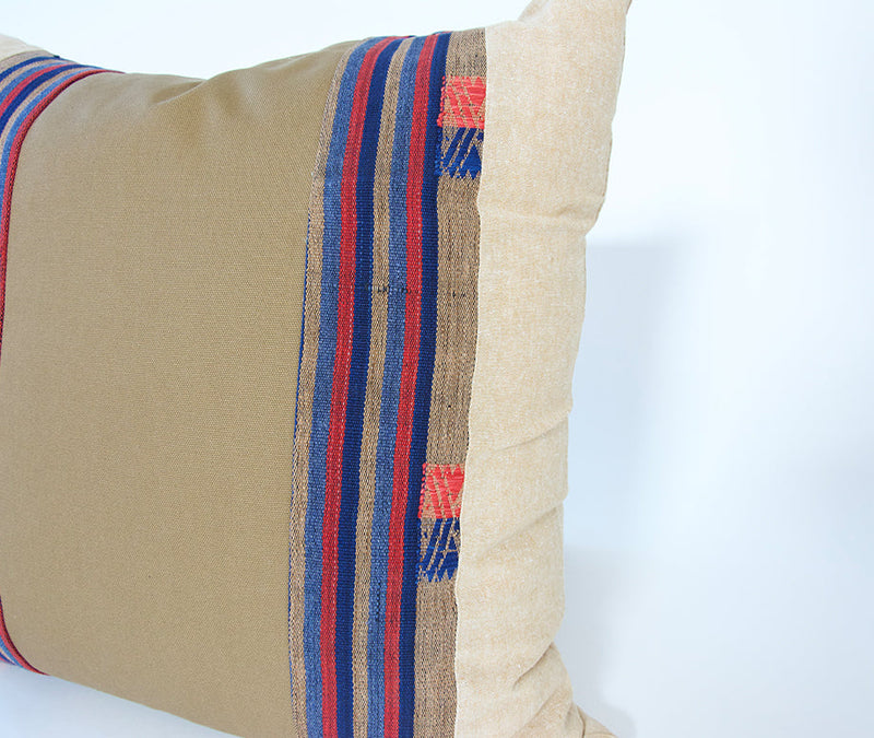 Mixed: Tan Linen / Naga Tribal Pillow Case - 20x20