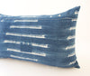 Indigo African Mud Cloth Lumbar Pillow - 14x22 #16