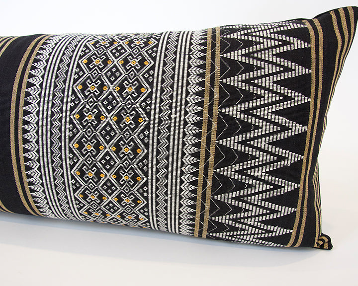Naga Tribal Accent Pillow - Black & Yellow - 14x36