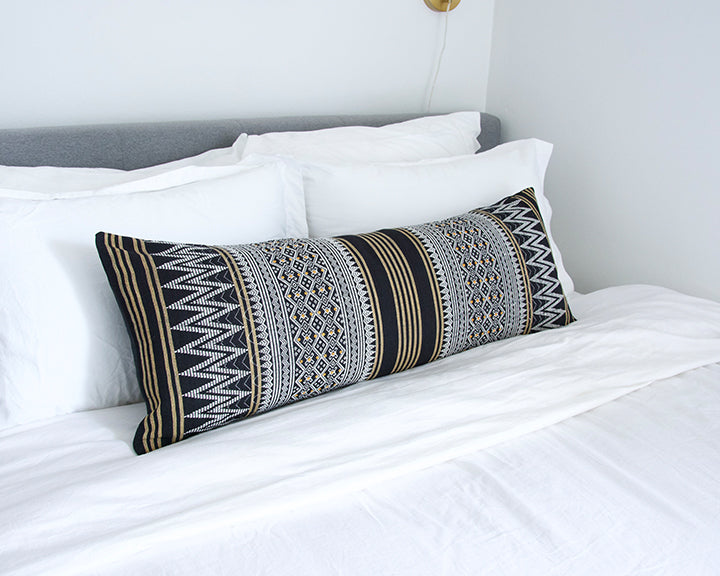 Naga Tribal Accent Pillow - Black & Yellow - 14x36