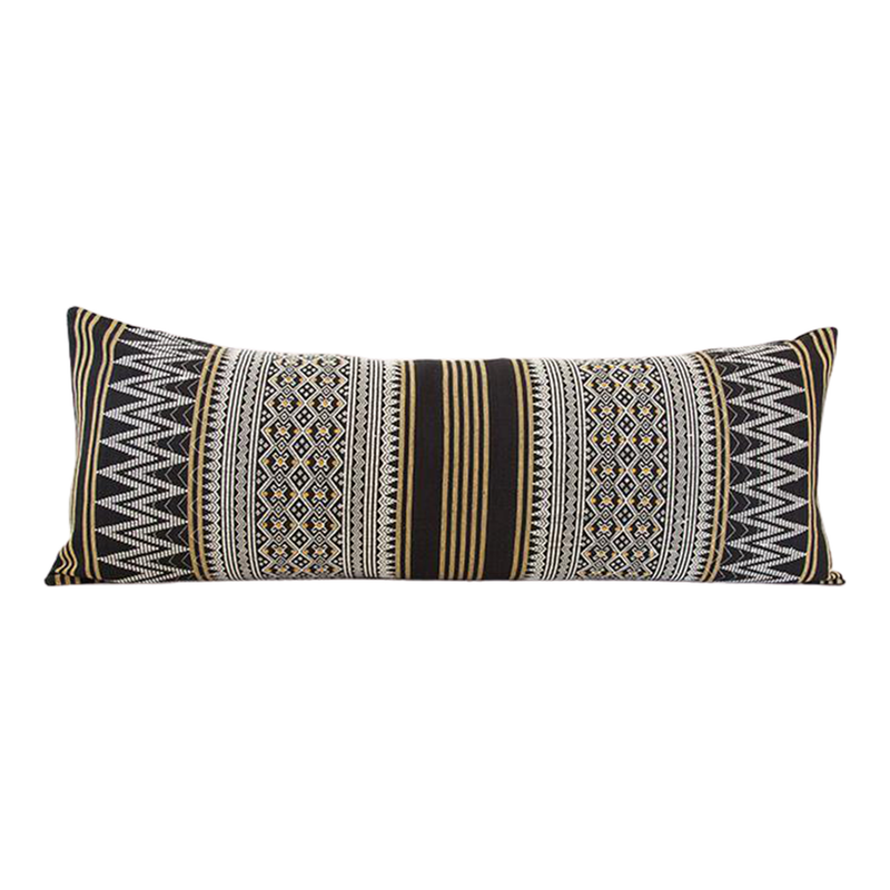 Naga Tribal Accent Pillow - Black & Yellow - 14x36 pillow