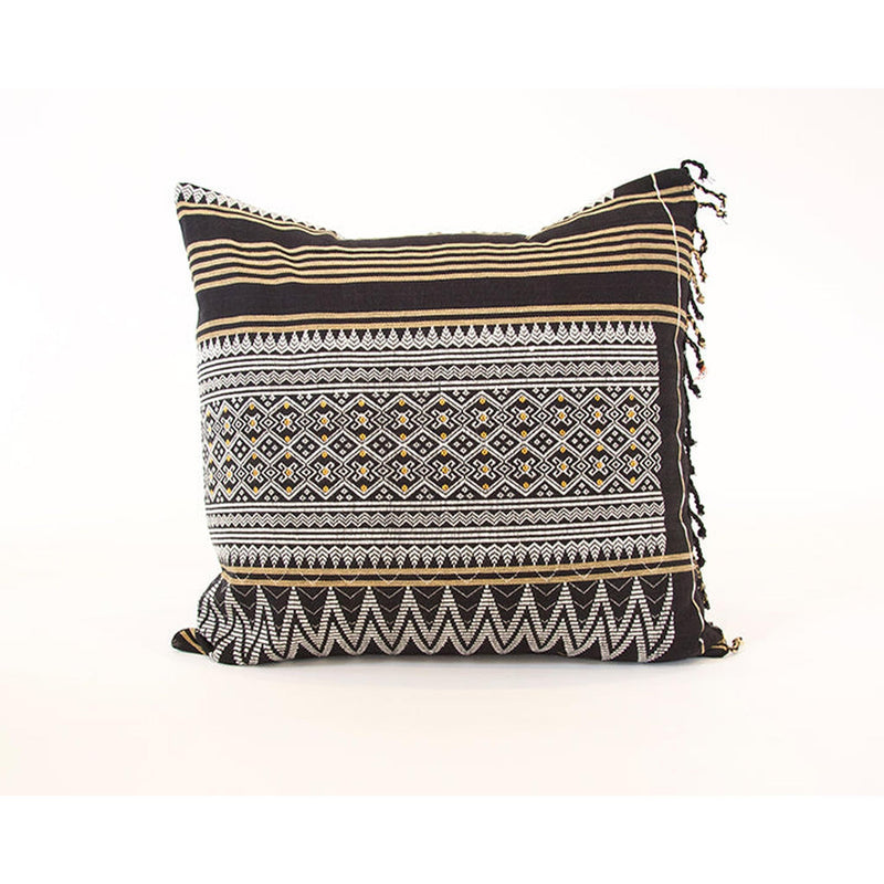 Naga Tribal Accent Pillow - Black & Yellow - 22x22 pillow